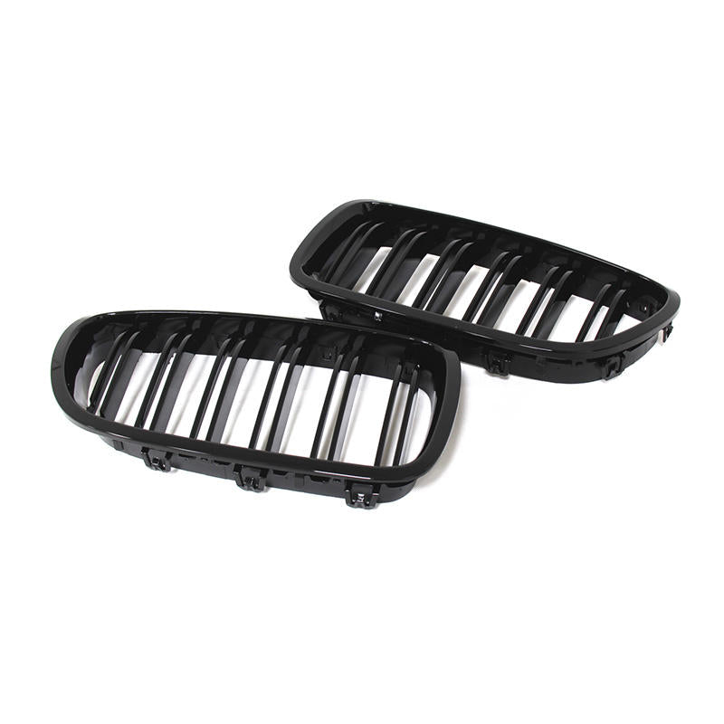 BMW 5 Series / M5 F10/F11 Gloss Black Double Slat Front Grills (2010-2017)