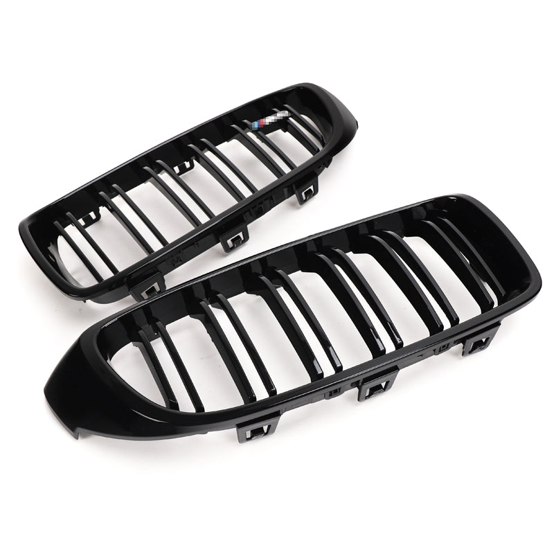 BMW 4 Series & M3 M4 Gloss Black Double Slat Front Grills F32 F33 F36 F80 F82 F83 (2014-2020)