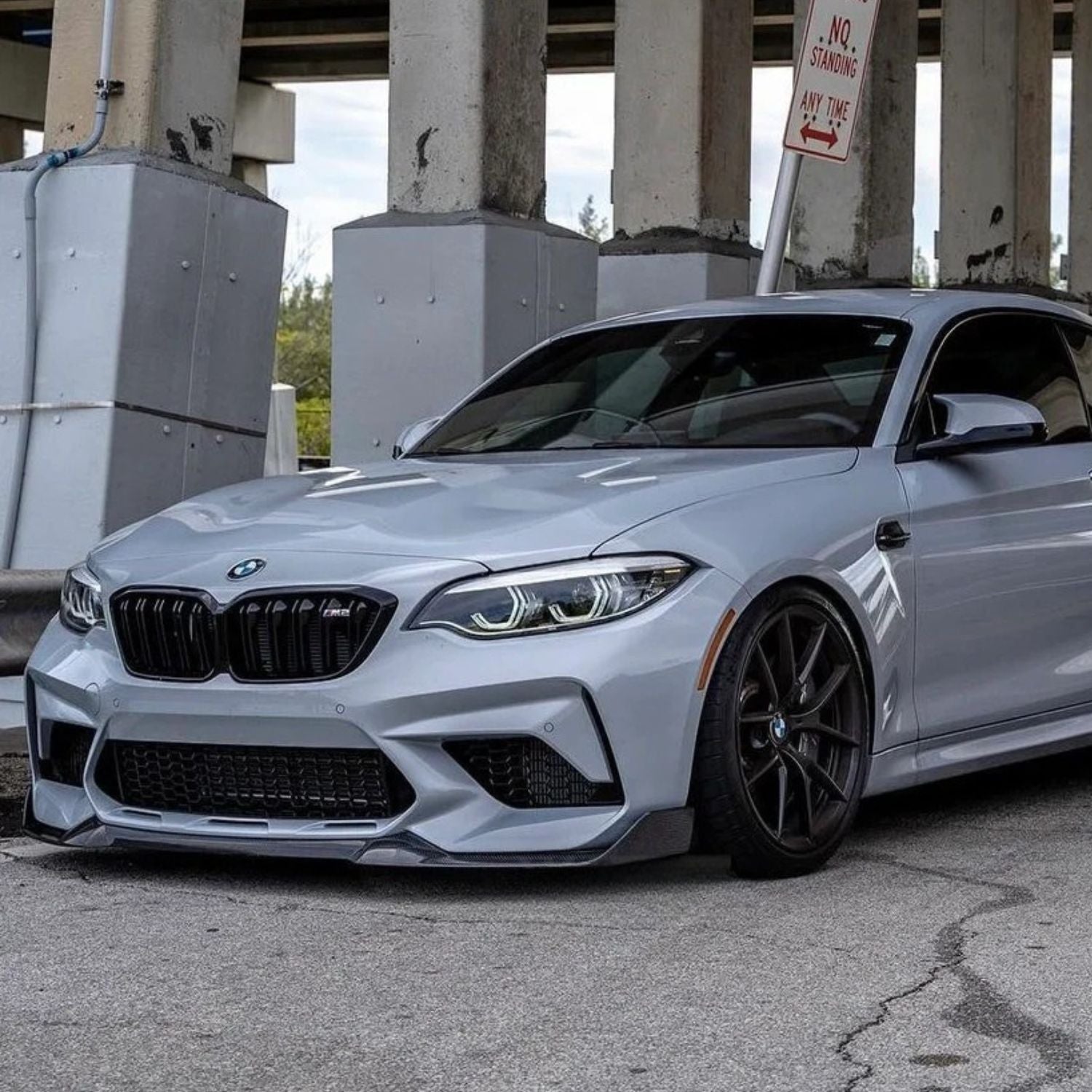 BMW M2 F87 Gloss Black CS Style Front Lip Splitter (2015-2018)